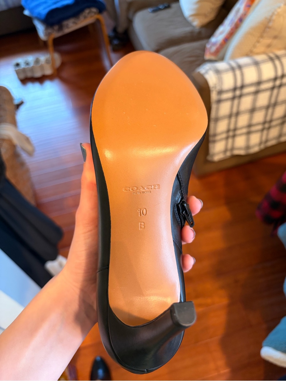 Coach Black Leather Ankle Booties with Stiletto Heel - Picture 5 of 5